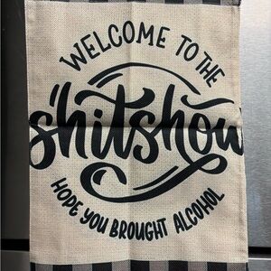 F24-2 Black and Cream Flag/Wall Decor. NWOT